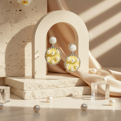 Orbit Drop Pearl Earrings