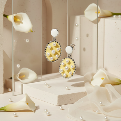 Orbit Drop Pearl Earrings