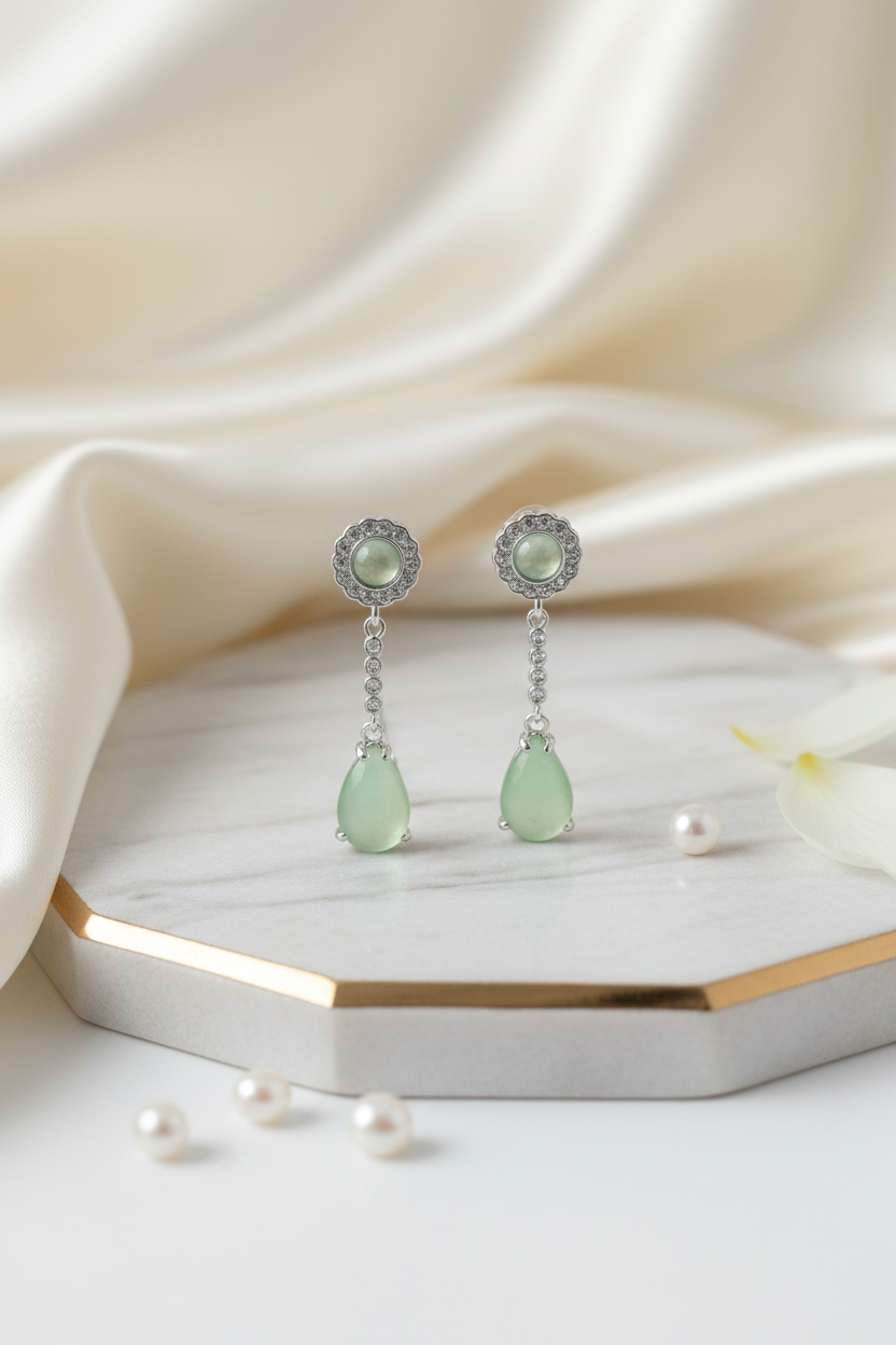 Mint Cascade Drop Earrings
