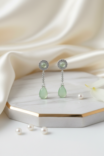 Mint Cascade Drop Earrings