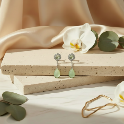 Mint Cascade Drop Earrings