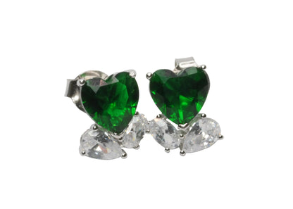 Emerald Heart Stud Earrings
