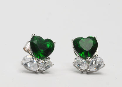 Emerald Heart Stud Earrings