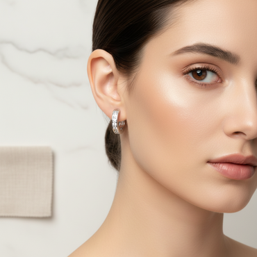 Celeste Sparkle Silver Hoop Earrings