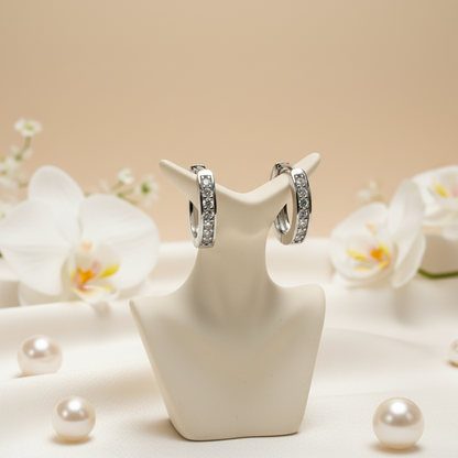 Celeste Sparkle Silver Hoop Earrings