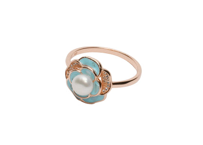 Azure Camellia Pearl Ring
