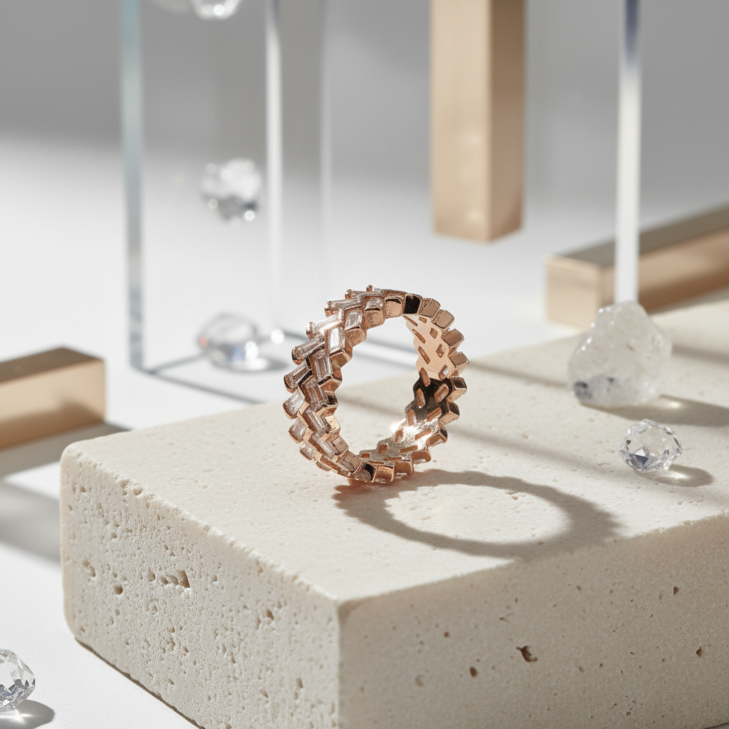 Shimmering Chevron Eternity Ring