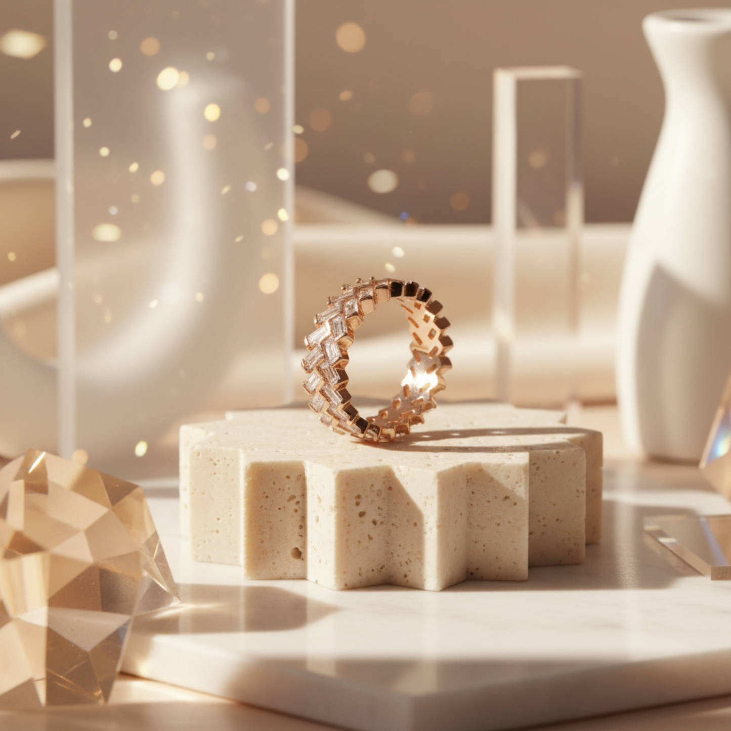 Shimmering Chevron Eternity Ring