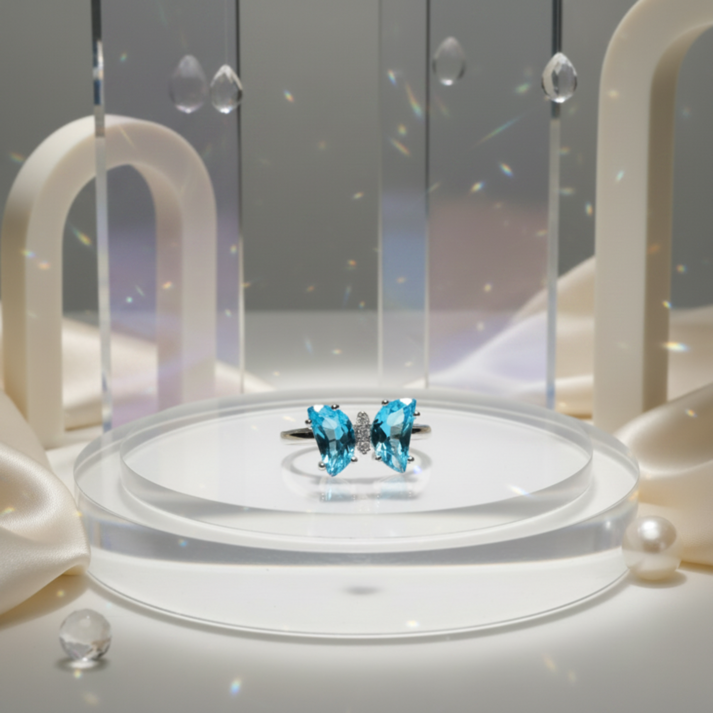 Azure Butterfly Silver Ring