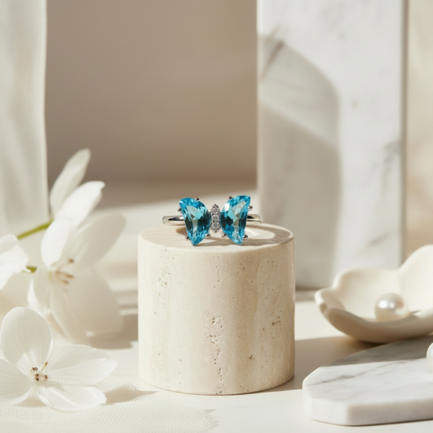 Azure Butterfly Silver Ring