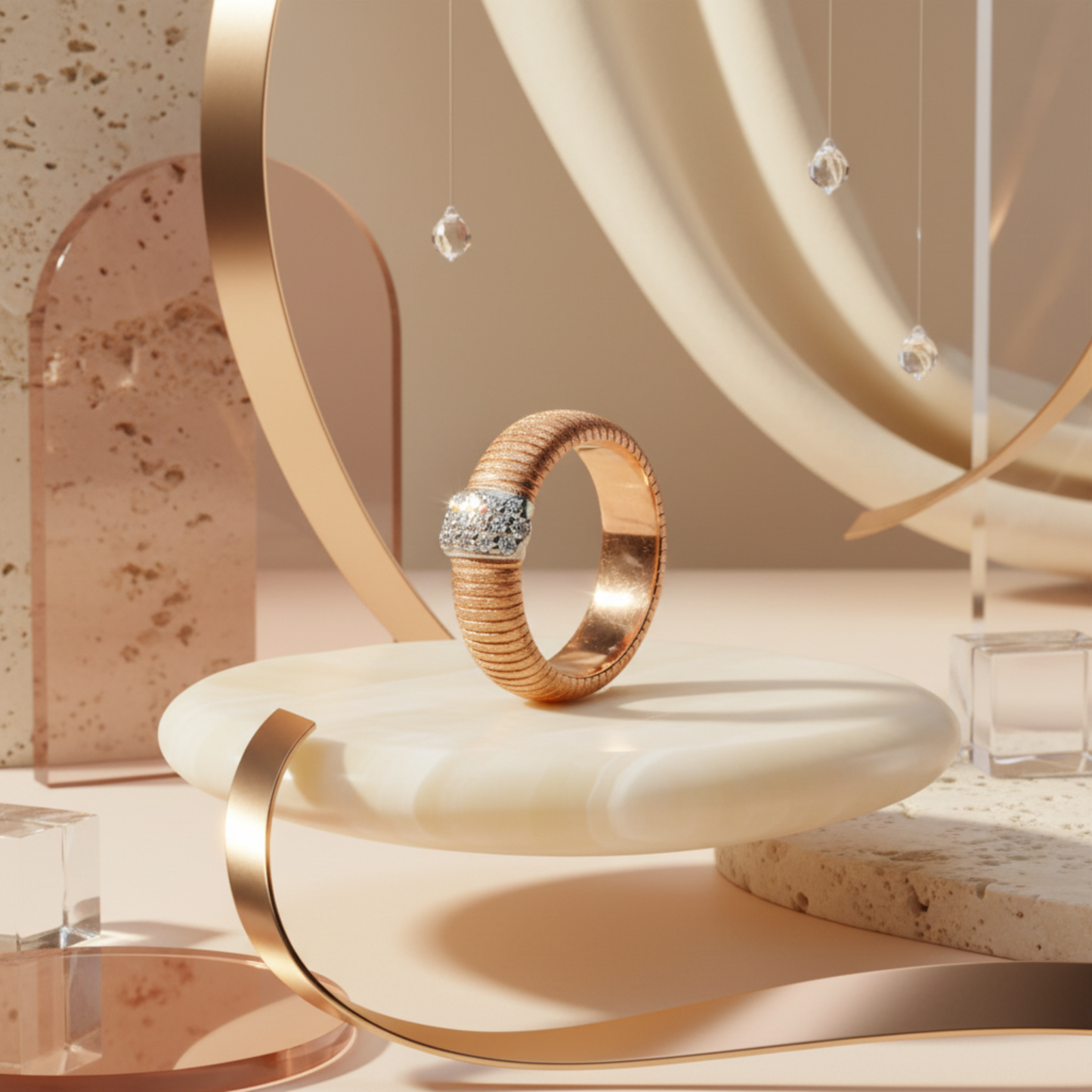 Luxe Ribbed Pavé Ring