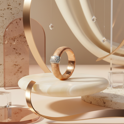 Luxe Ribbed Pavé Ring