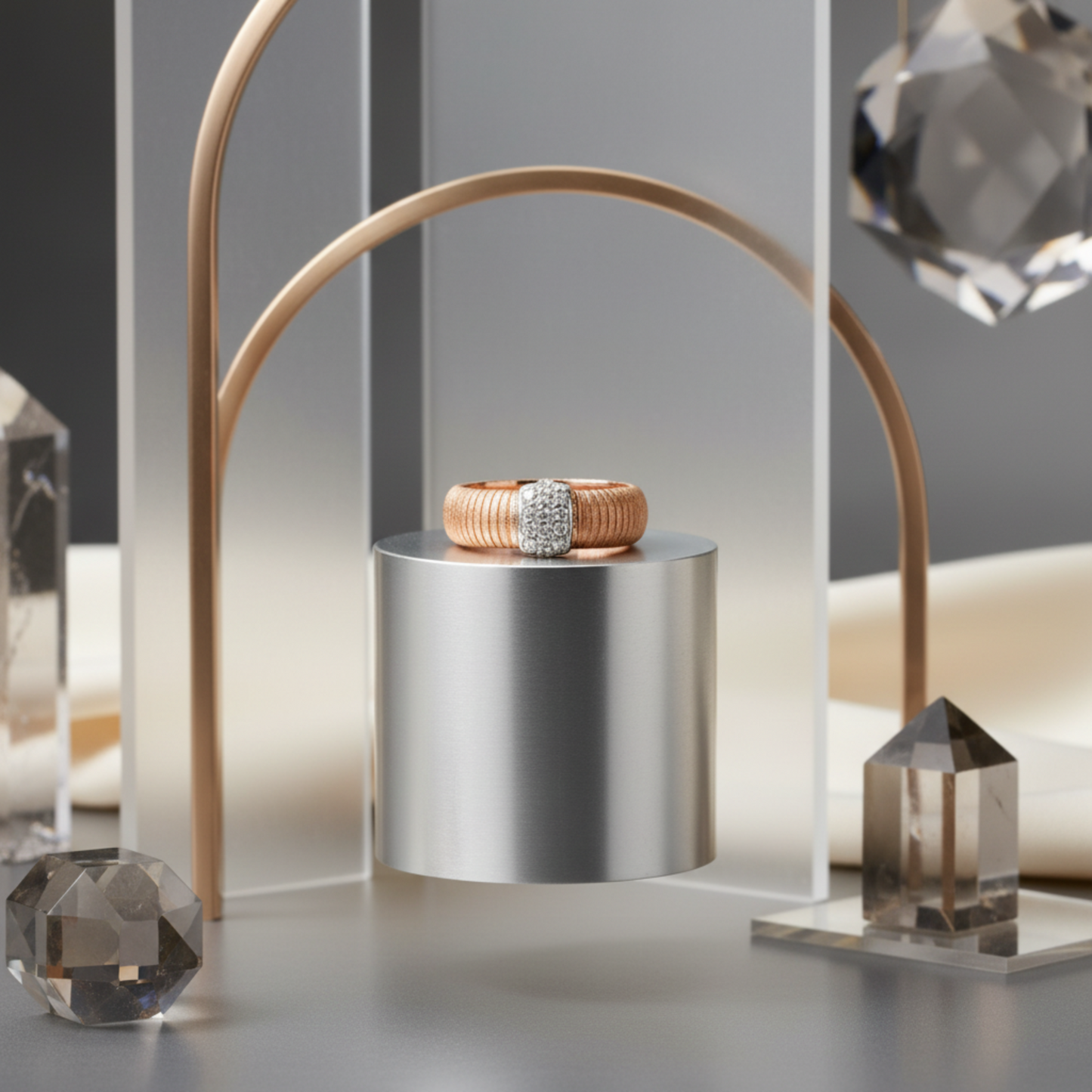Luxe Ribbed Pavé Ring