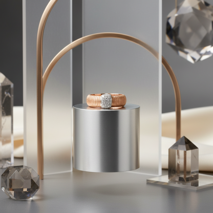 Luxe Ribbed Pavé Ring