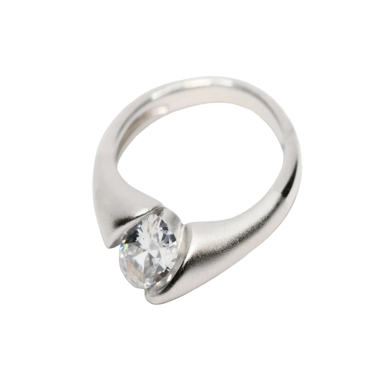 The Matte Tension-Set Solitaire Ring