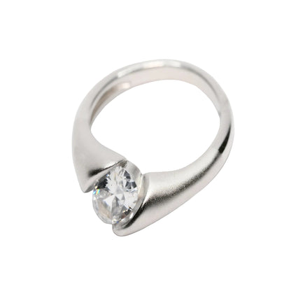 The Matte Tension-Set Solitaire Ring
