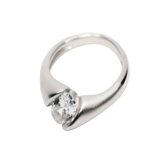 The Matte Tension-Set Solitaire Ring