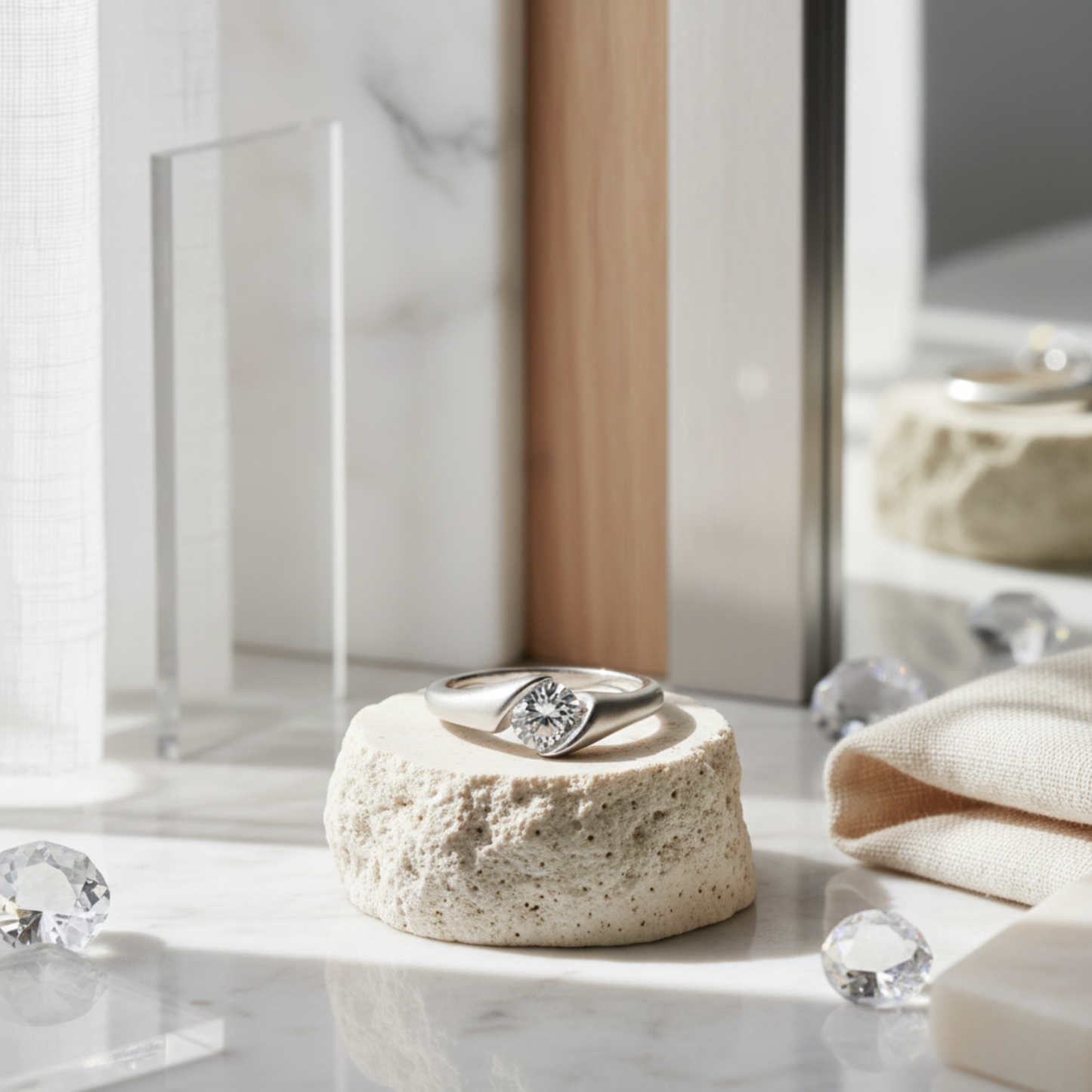 The Matte Tension-Set Solitaire Ring