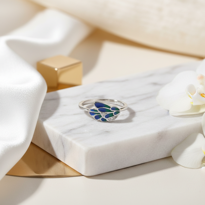 Peacock Grace Silver Ring