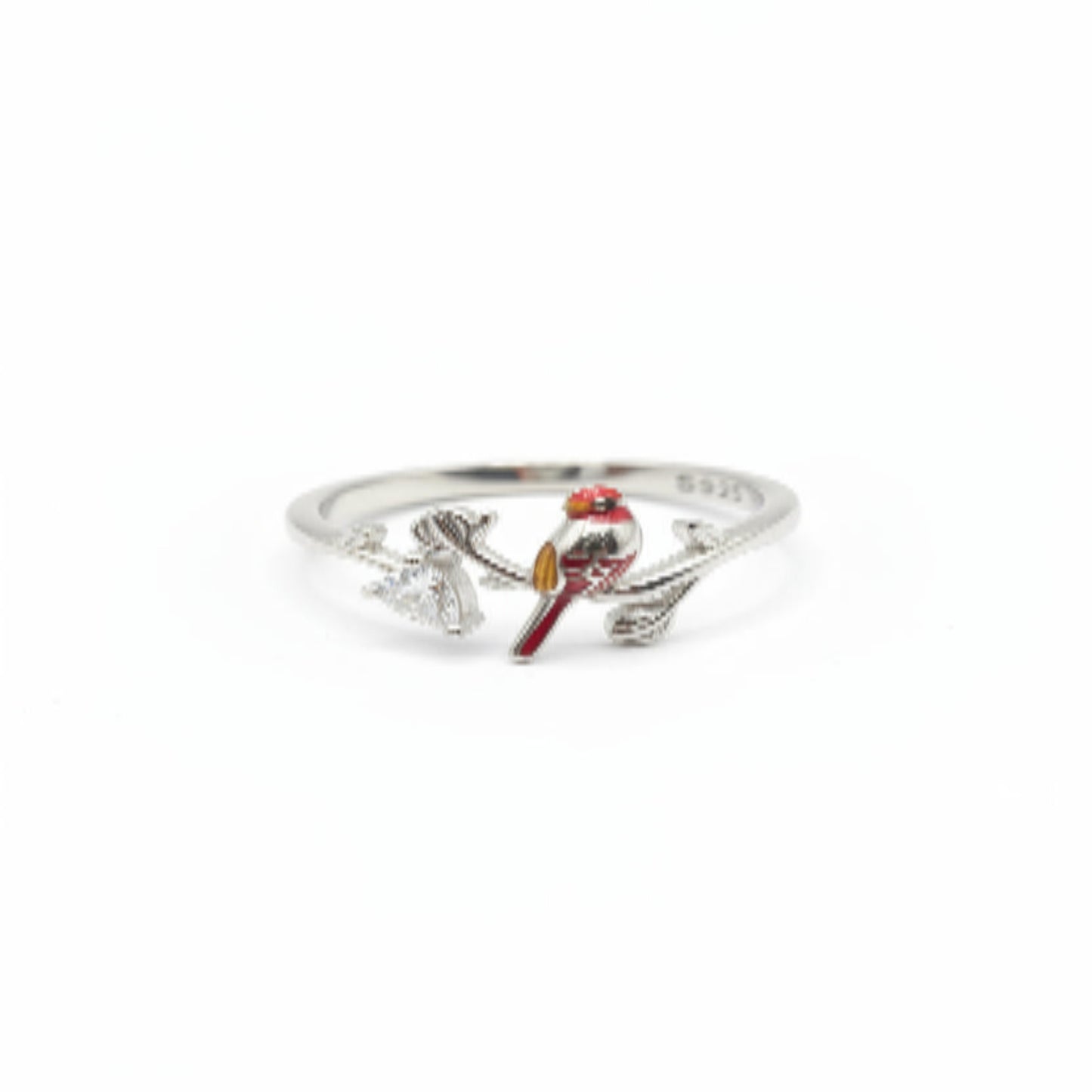 Perched Sparrow Silver Ring