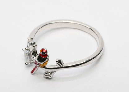 Perched Sparrow Silver Ring