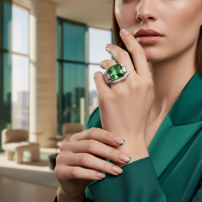 The Emerald Cushion-Cut Halo Ring