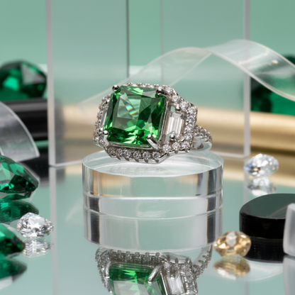 The Emerald Cushion-Cut Halo Ring