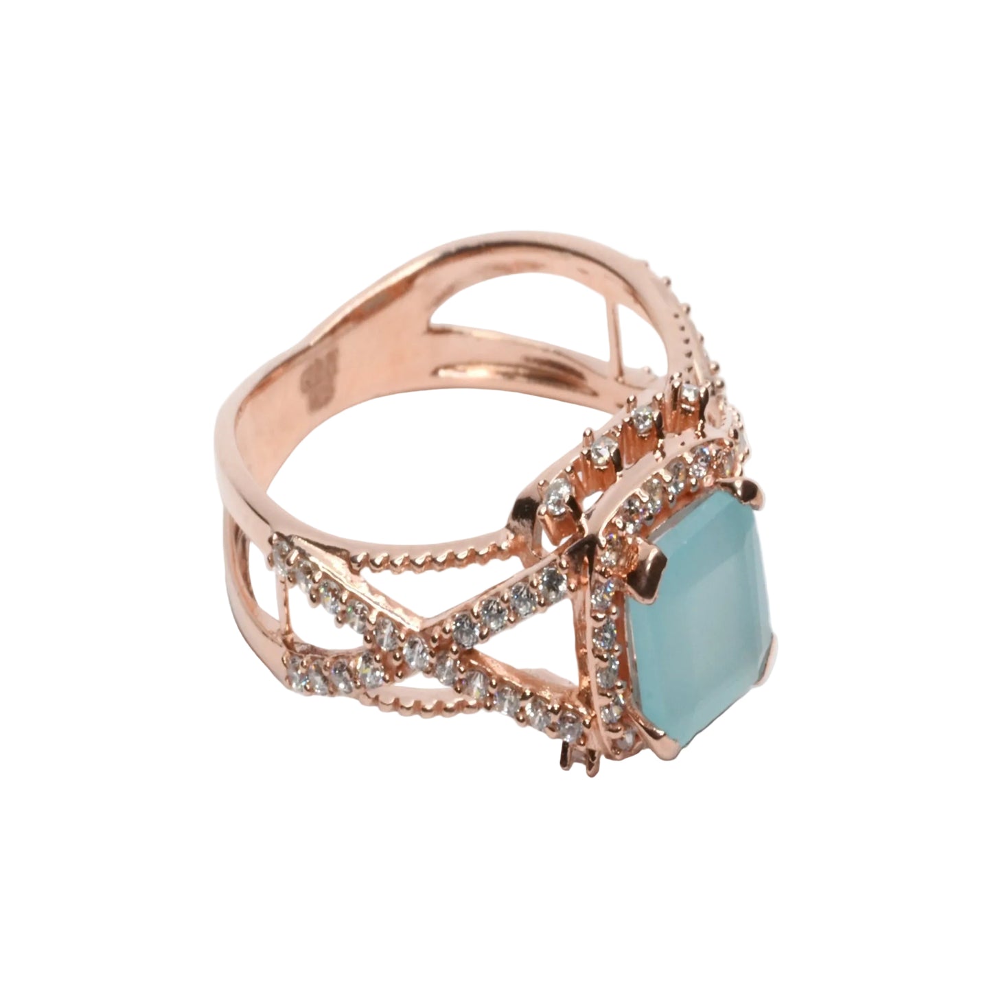 The Aqua Halo Split-Shank Ring