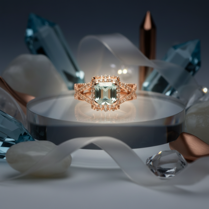 The Aqua Halo Split-Shank Ring