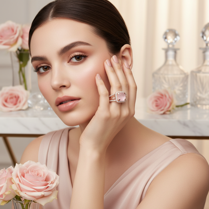 The Baby Pink Halo Split-Shank Ring