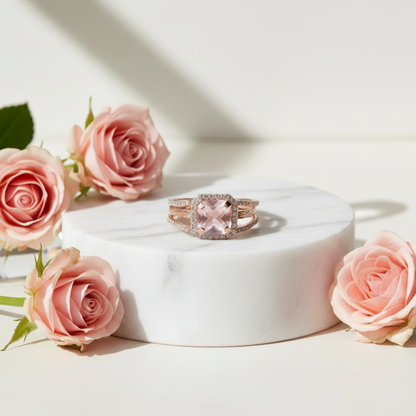 The Baby Pink Halo Split-Shank Ring