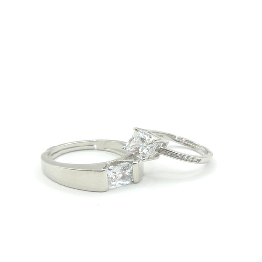 The Princess-Cut Couple's Ring Set