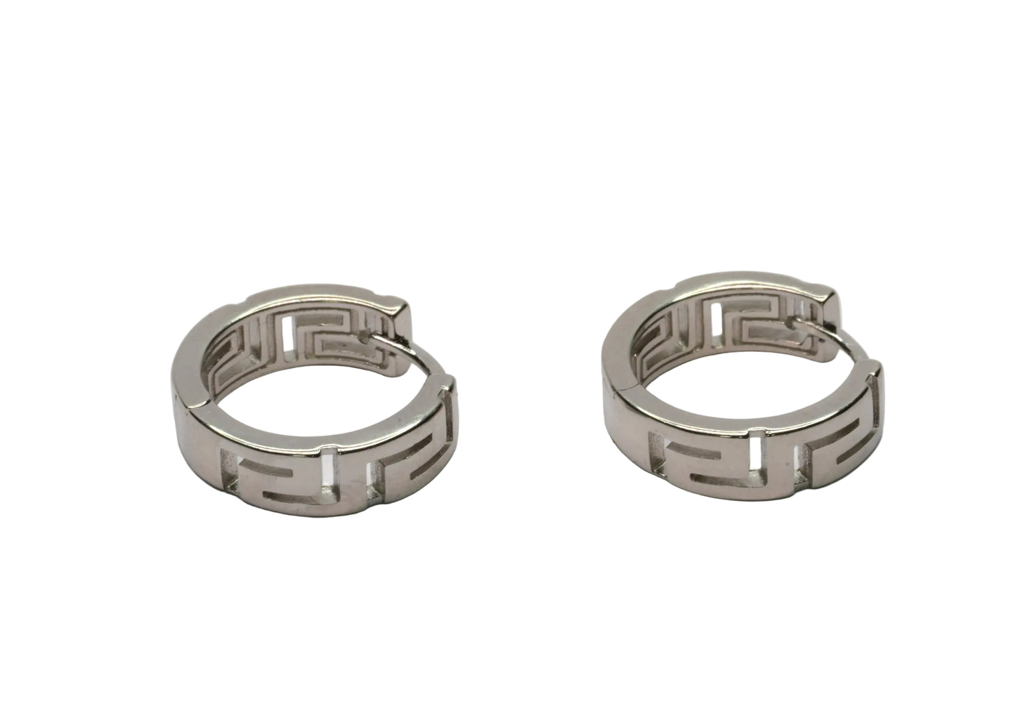 Greek Key Huggie Hoop Earrings