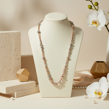 Crystal Cascade Silver Necklace