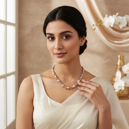 Crystal Cascade Silver Necklace