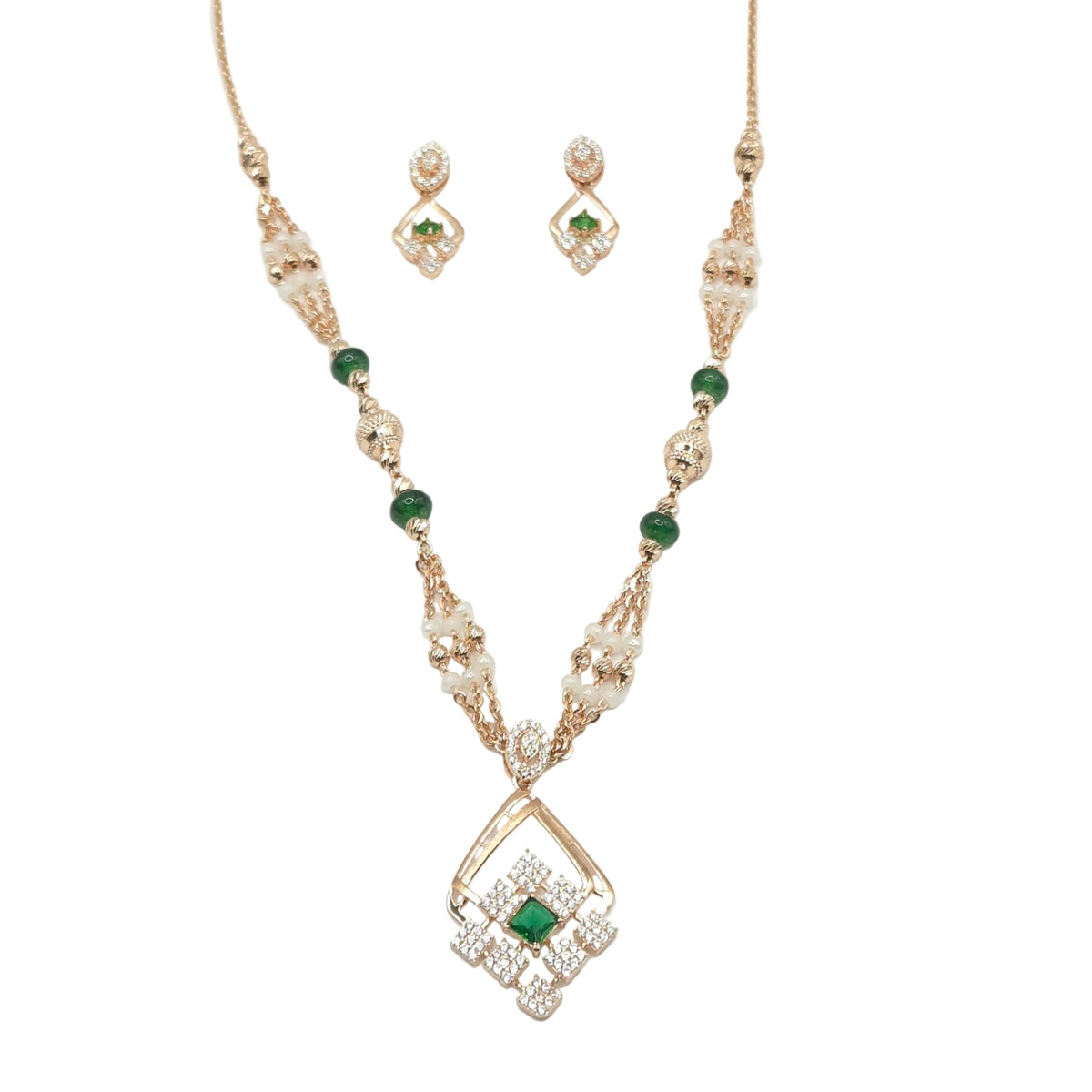 Emerald Royale Pendant Necklace Set