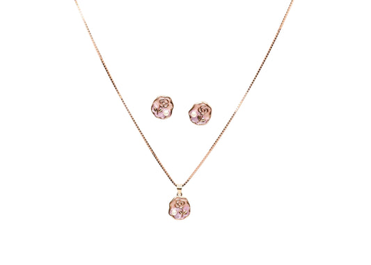 The Rose Medallion Pearl Pendant & Earring Set
