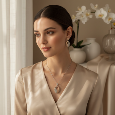 The Geometric Garden Pendant & Earring Set