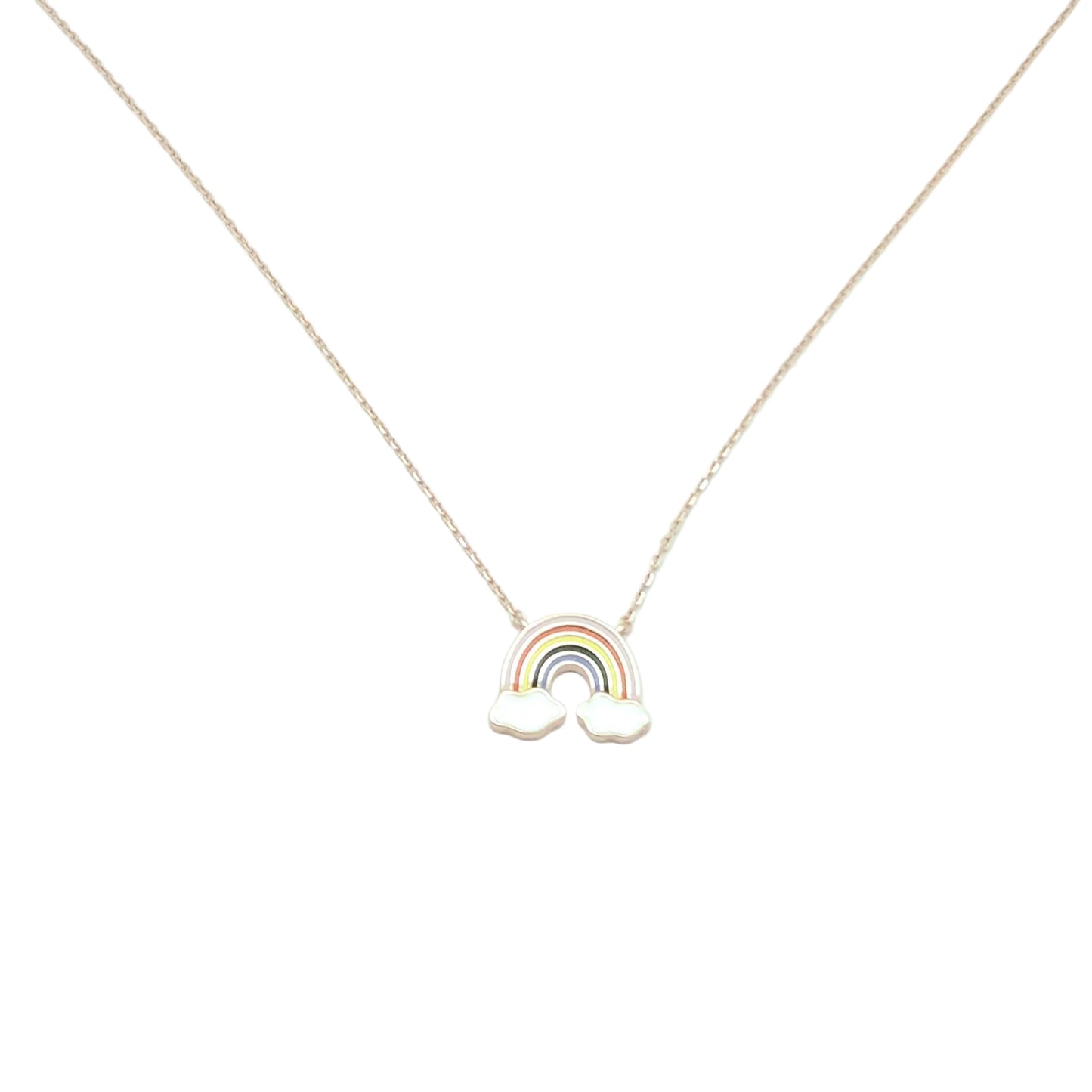 Rose Gold Rainbow Cloud Pendant Necklace