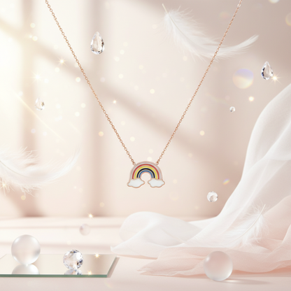 Rose Gold Rainbow Cloud Pendant Necklace