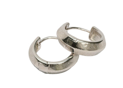 Textured Silver Huggie Hoops