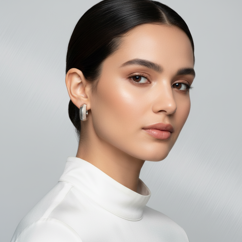 Textured Silver Huggie Hoops