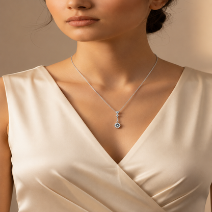 The Graduated Solitaire Drop Pendant