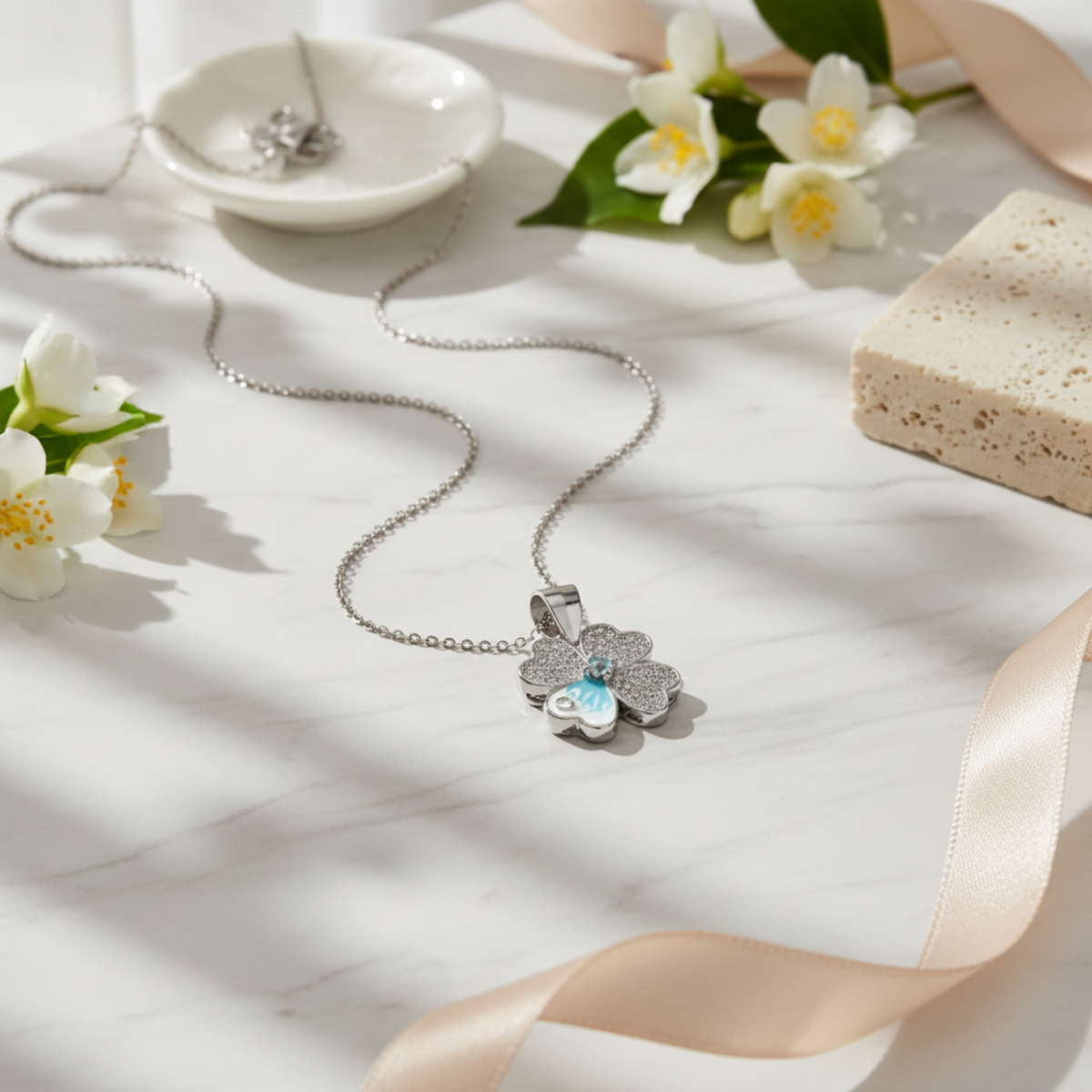 The Blue Petal Clover Pendant