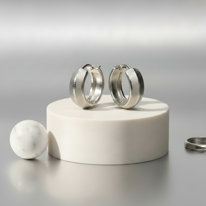 Textured Silver Huggie Hoops