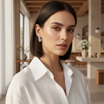 Pavé Channel Huggie Hoops