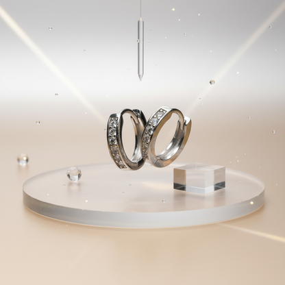 Pavé Channel Huggie Hoops