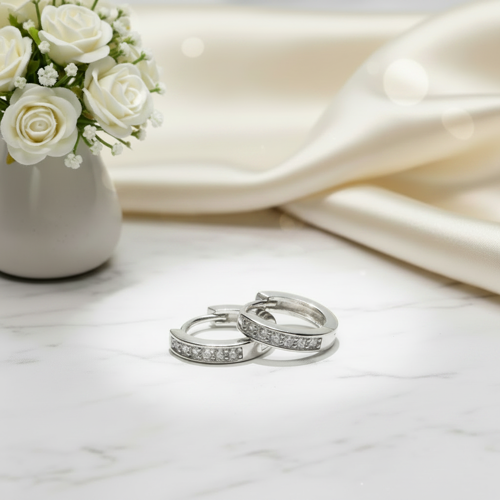 Pavé Channel Huggie Hoops