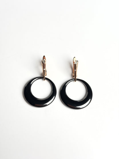 Elegant Black Ceramic Necklace Set with Matching Earrings