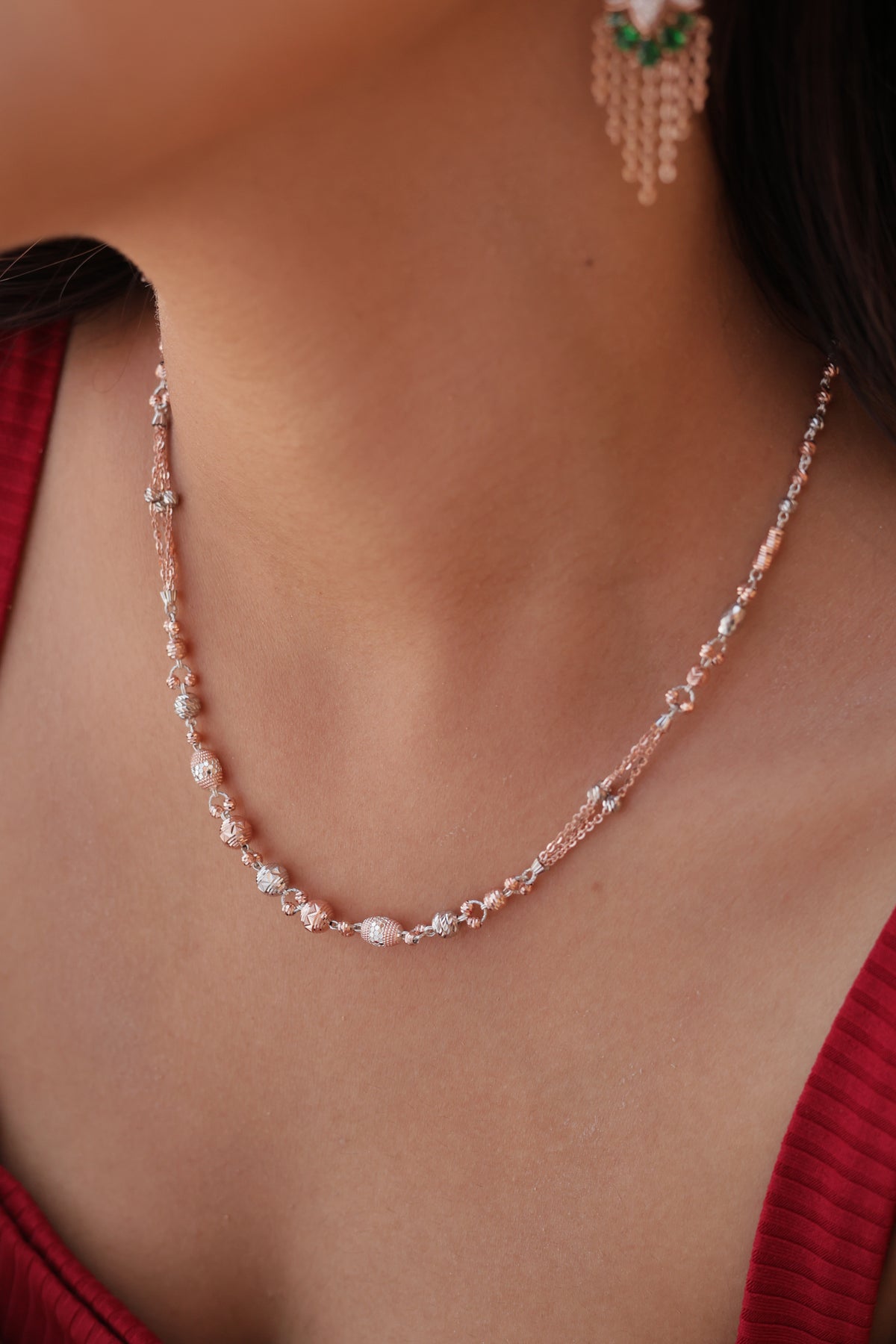 Crystal Cascade Silver Necklace